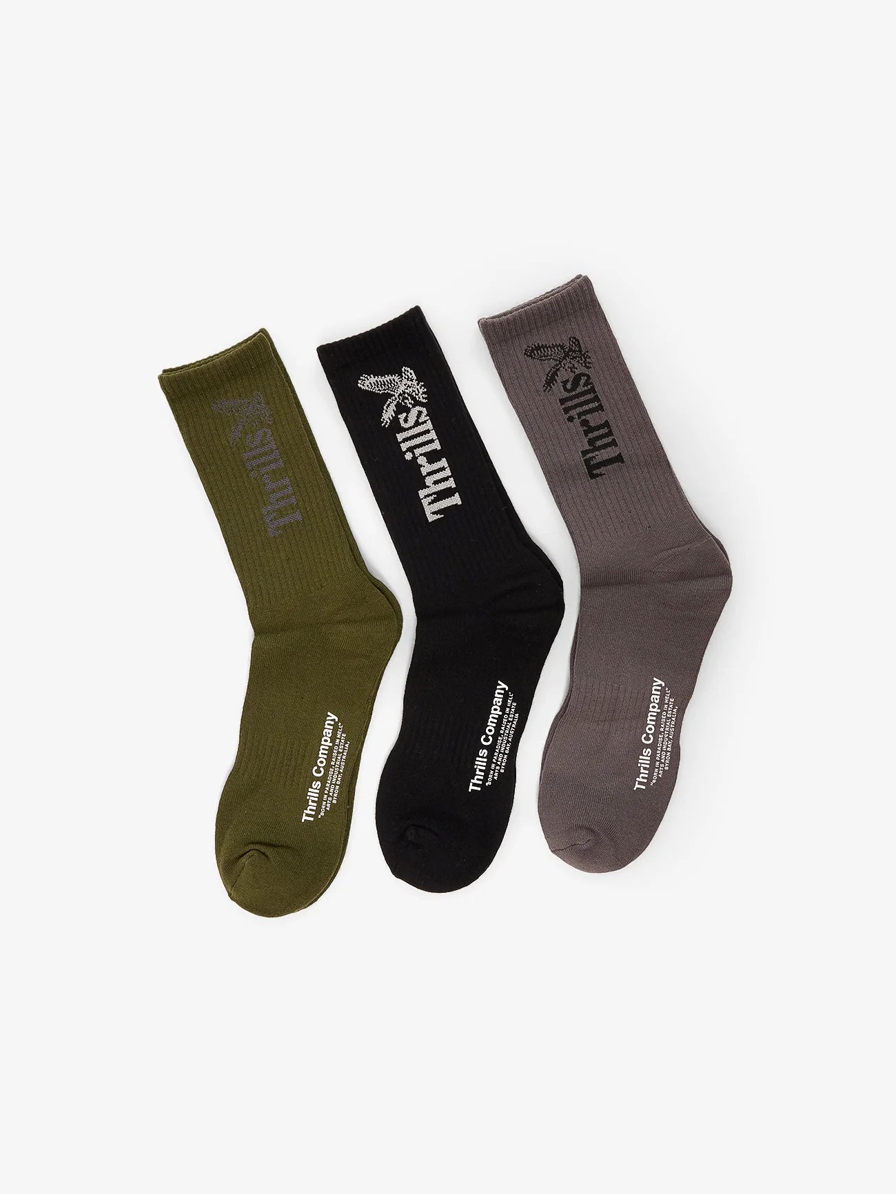 THRILLS // Workwear 3 Pack Sock CHARCOAL/ROSE/JAVA/FOREST