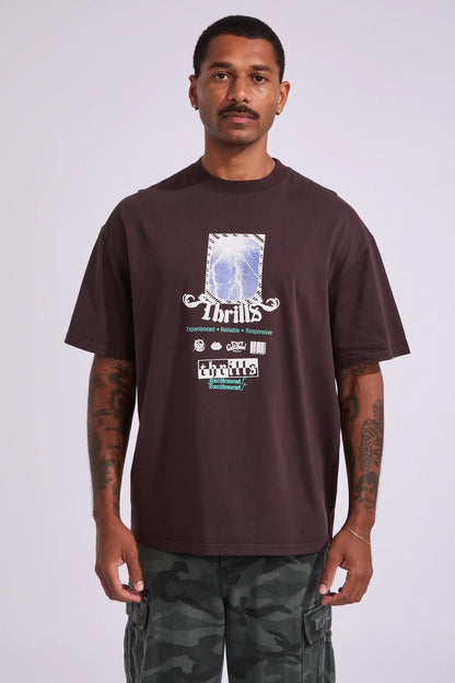 THRILLS // Excitement Box Fit OS Tee BLACK COFFEE