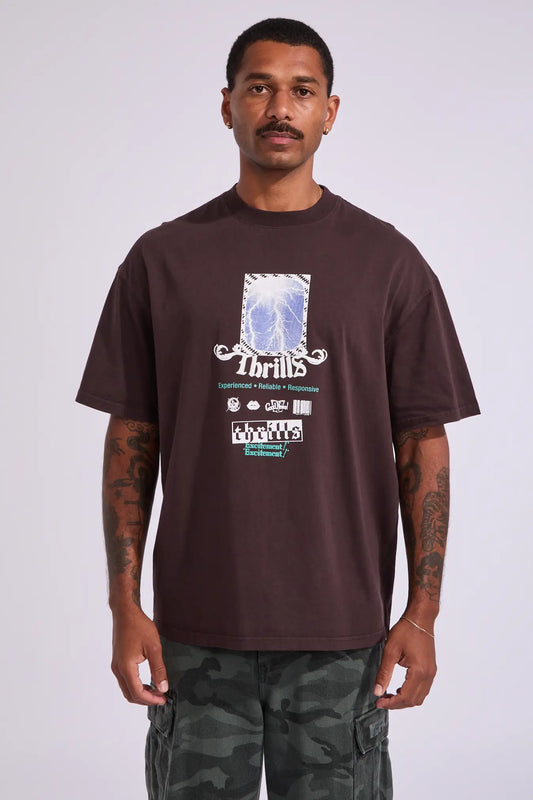 THRILLS // Excitement Box Fit OS Tee BLACK COFFEE