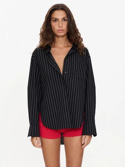 THRILLS // Unwind Stripe OS Shirt BLACK