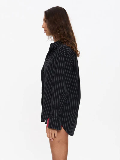 THRILLS // Unwind Stripe OS Shirt BLACK