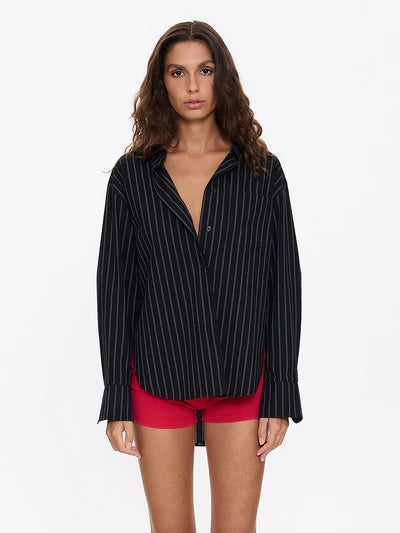THRILLS // Unwind Stripe OS Shirt BLACK