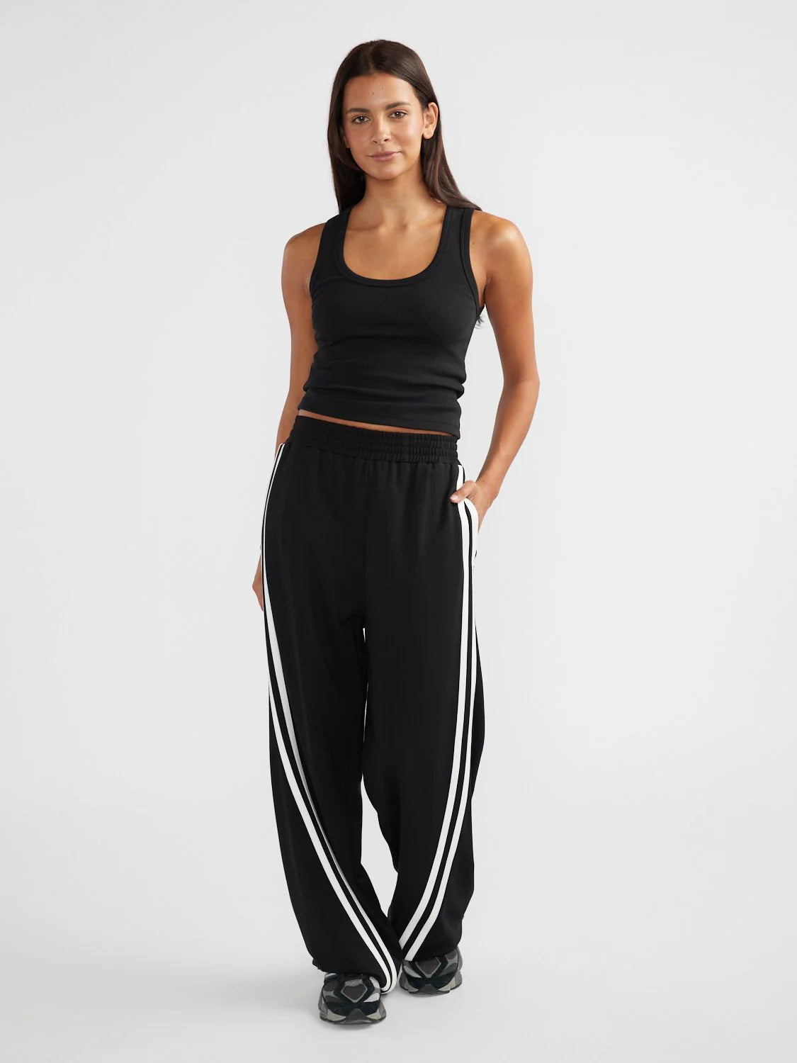 ENA PELLY // Valentina Stripe Pant BLACK/OFF WHITE
