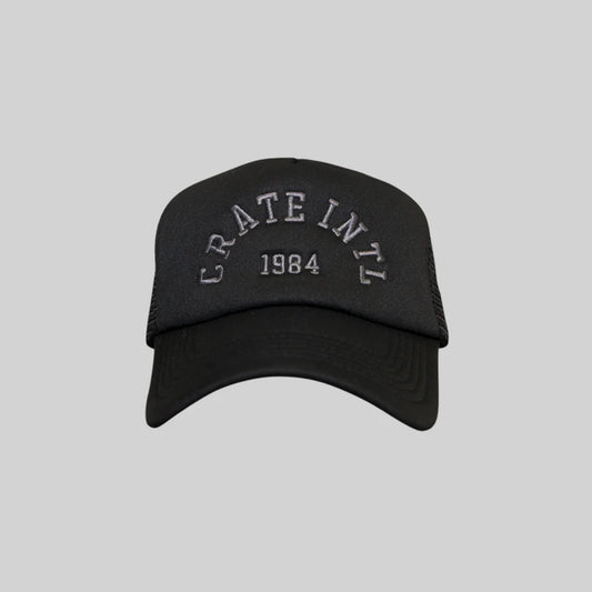 CRATE // Varsity Trucker Cap BLACK