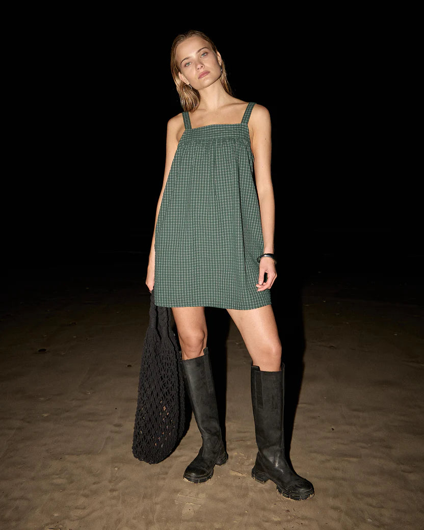 Inka Seersucker Mini Dress REVERB PINE CHECK