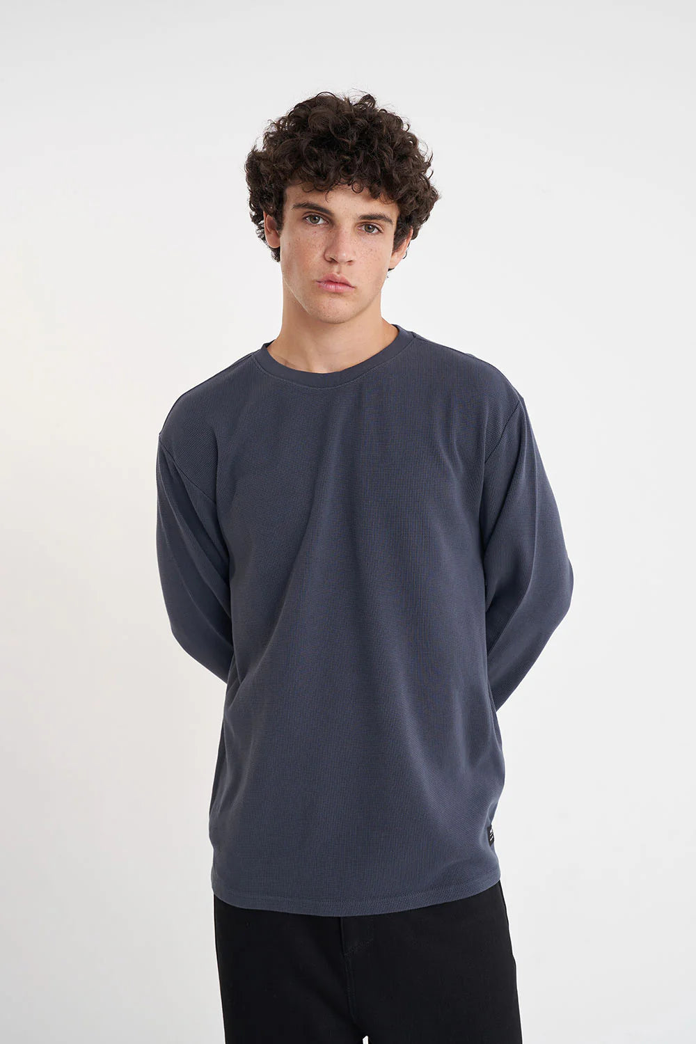 HUFFER // Waffle LS Sup Tee ASPHALT