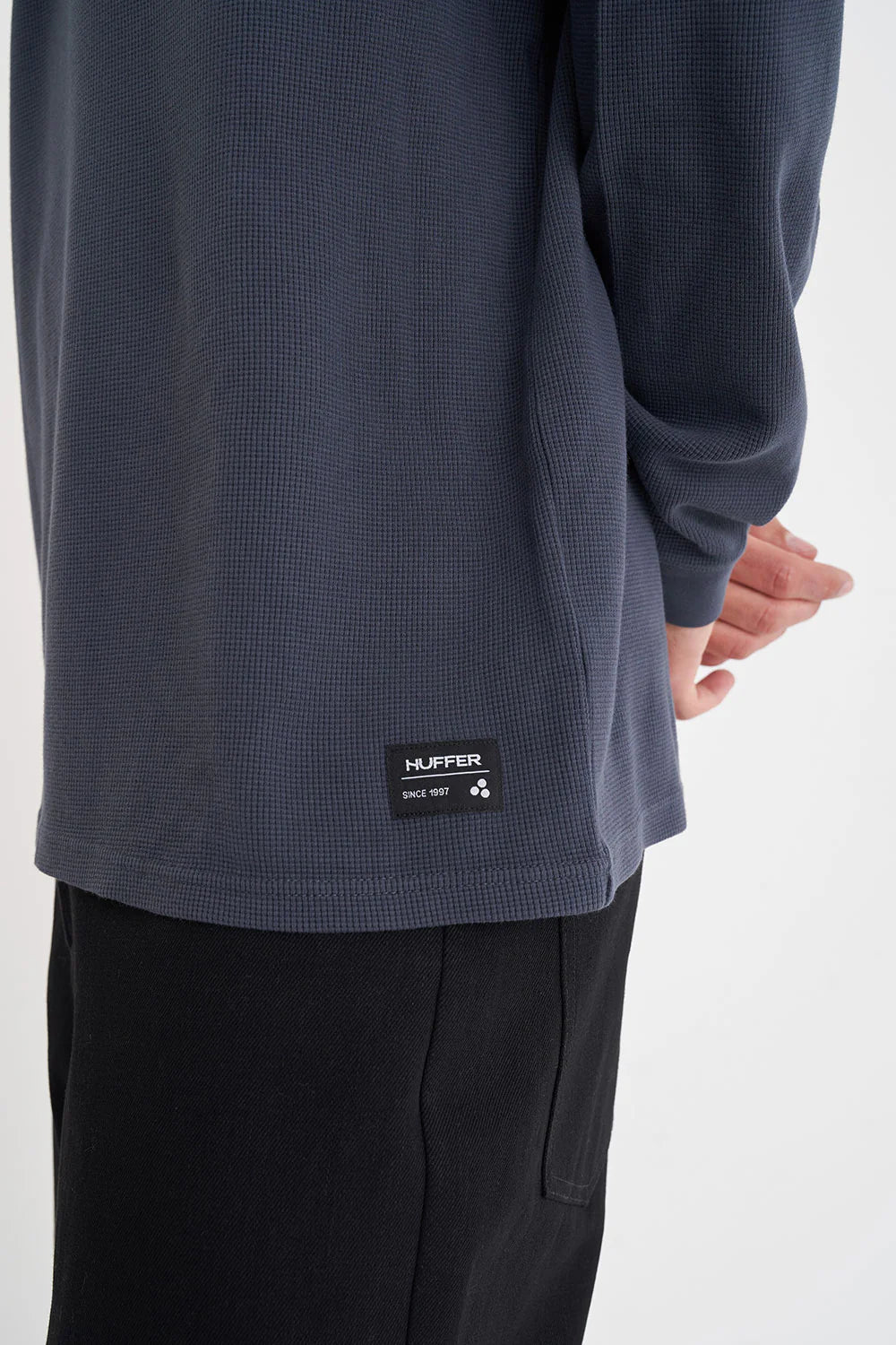 HUFFER // Waffle LS Sup Tee ASPHALT