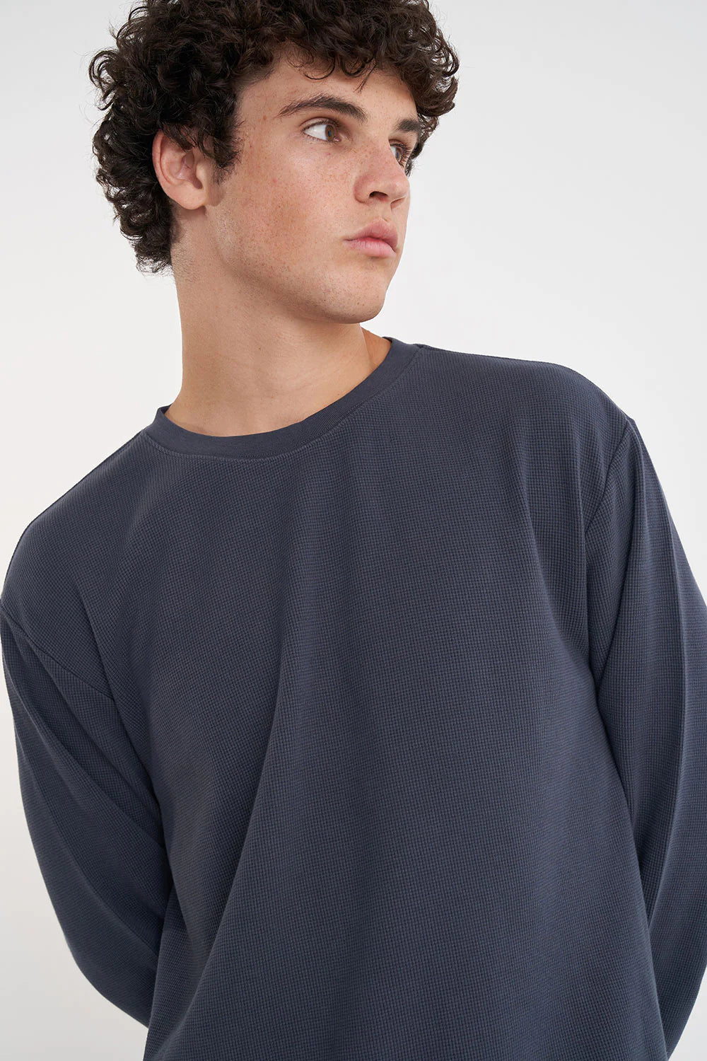 HUFFER // Waffle LS Sup Tee ASPHALT
