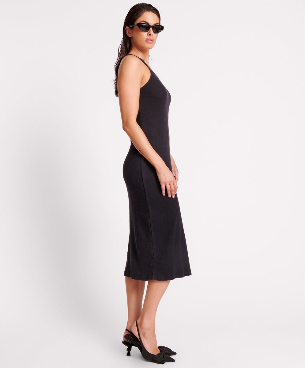 ONE TEASPOON // Rib Singlet Midi Dress WASHED BLACK