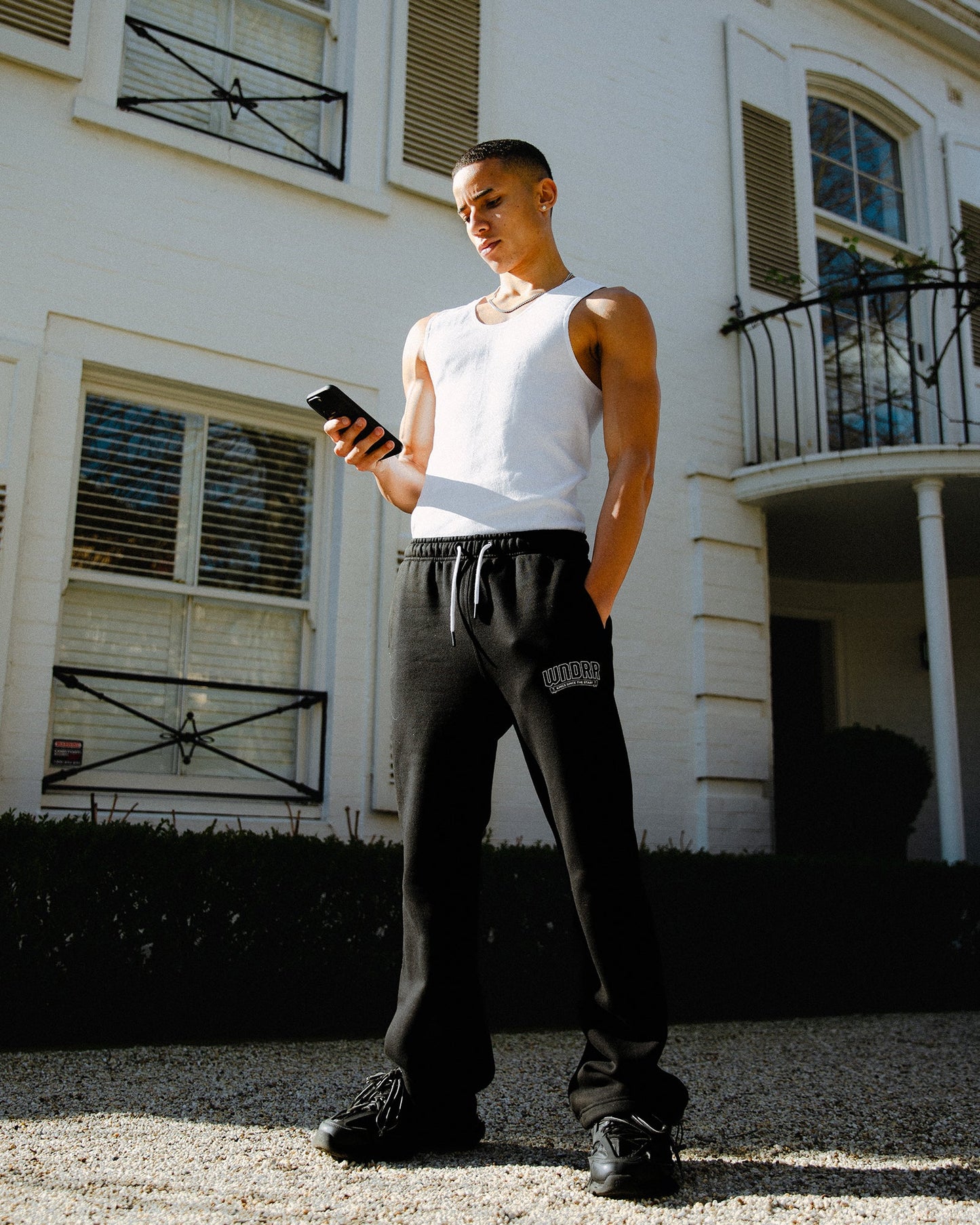 WNDRR // Banner Lounge Trackpant BLACK