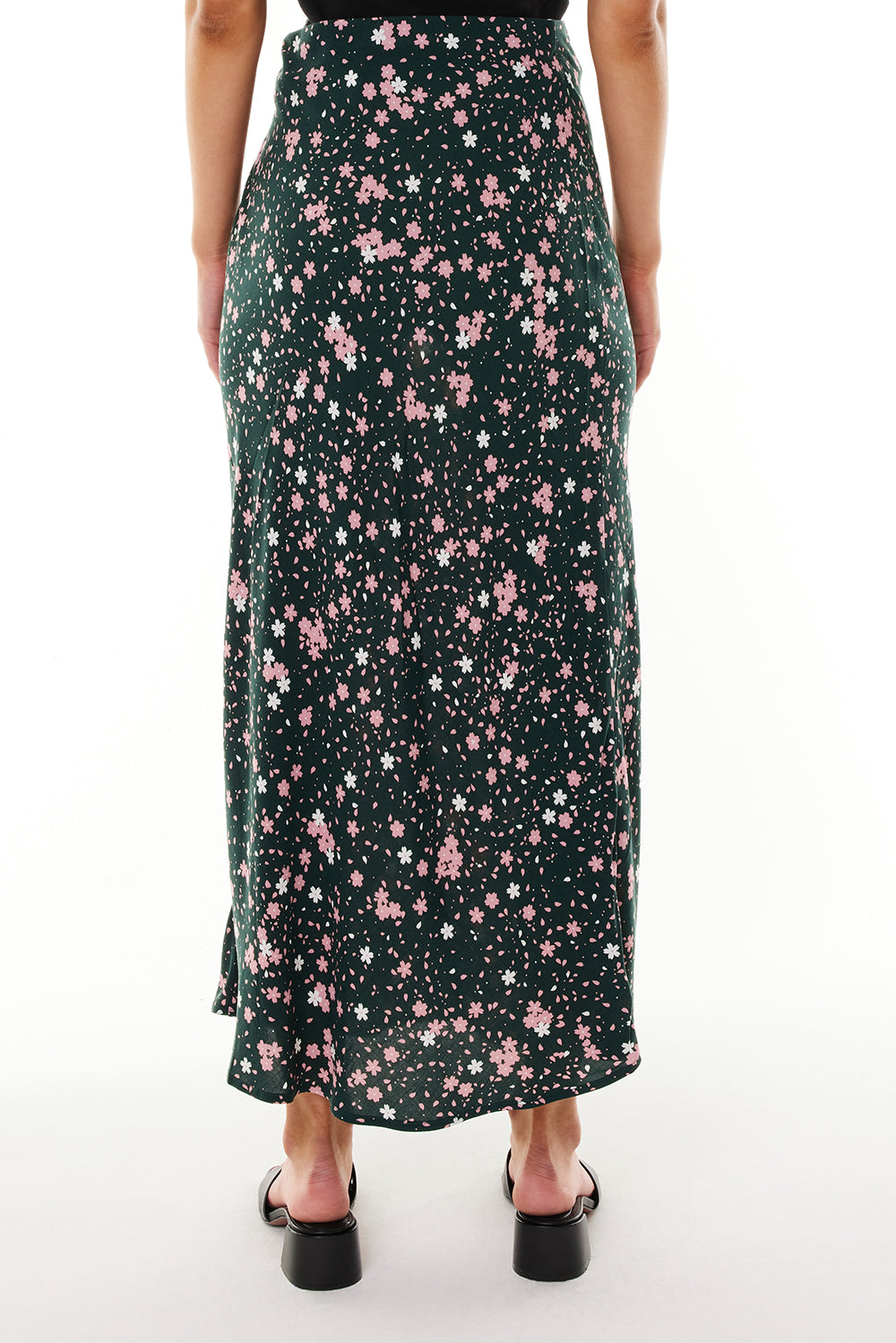 HUFFER // Venice Floral Lila Midi Skirt GREEN