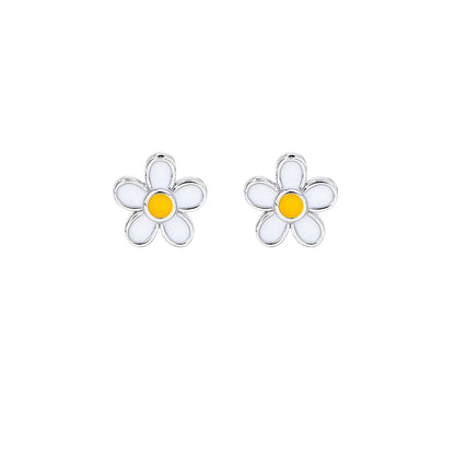 SILVER LININGS // Kids White Daisy Enamel Studs