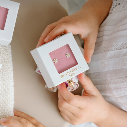 SILVER LININGS // Kids White Daisy Enamel Studs