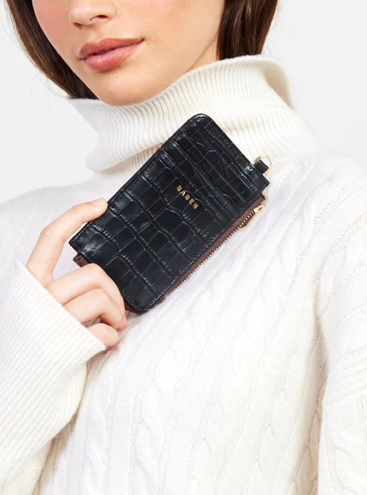 Winona Card Holder BLACK CROC
