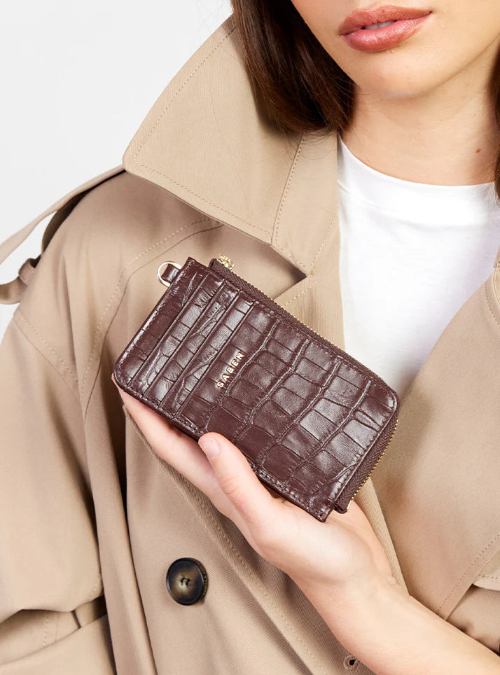 SABEN // Winona Card Holder ESPRESSO CROC