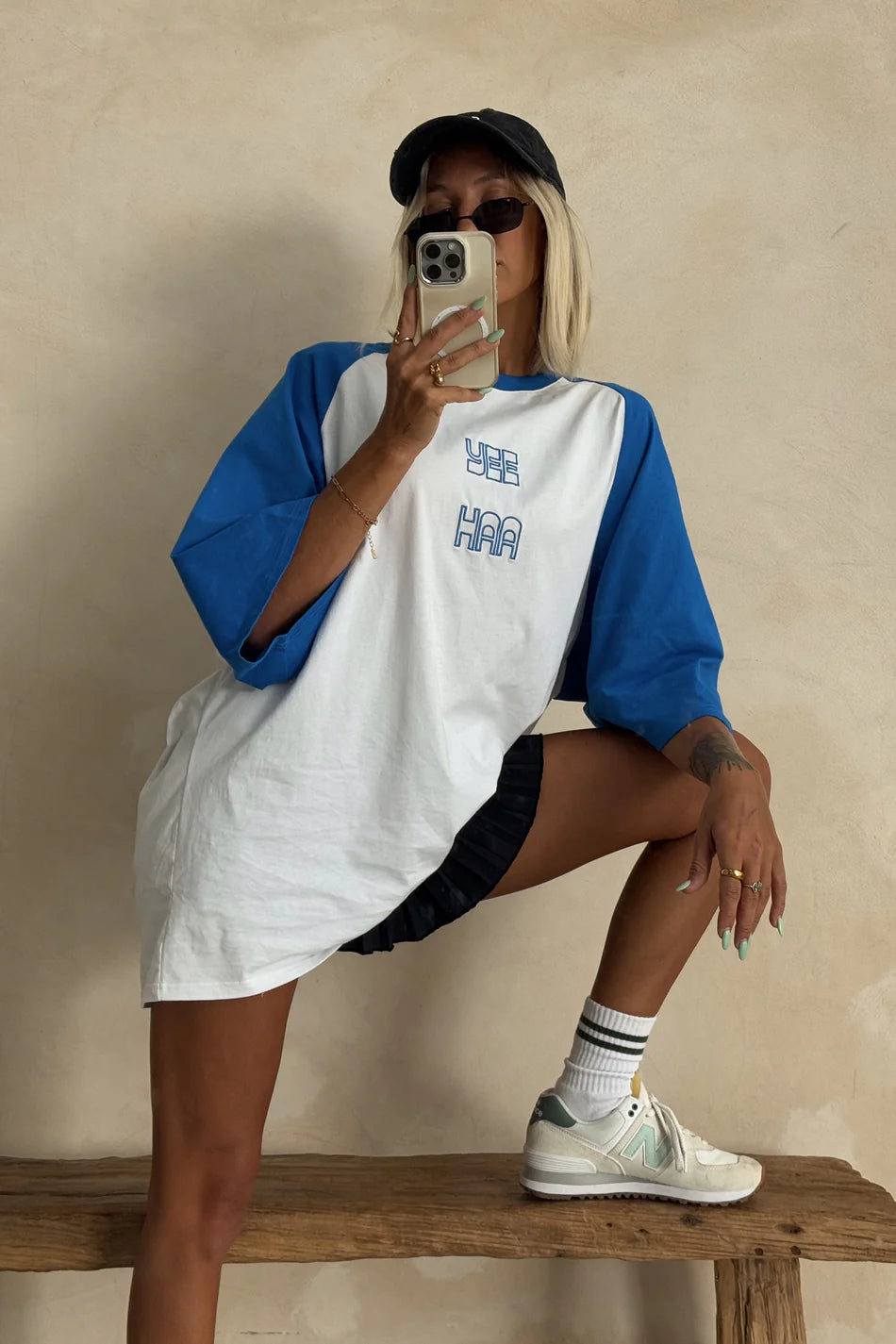 CRACKER DAY CLUB // YEE HAA Raglan Tee BLUE