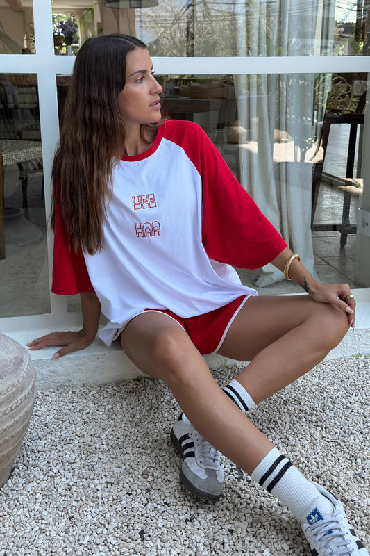 CRACKER DAY CLUB // YEE HAA Raglan Tee RED