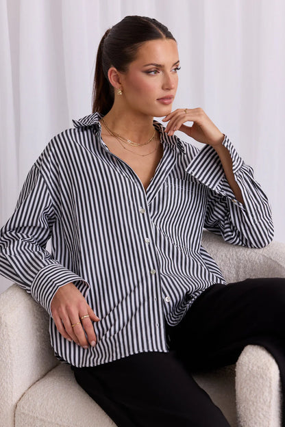 STORIES BE TOLD // You Got This Poplin Oversized Shirt BLACK