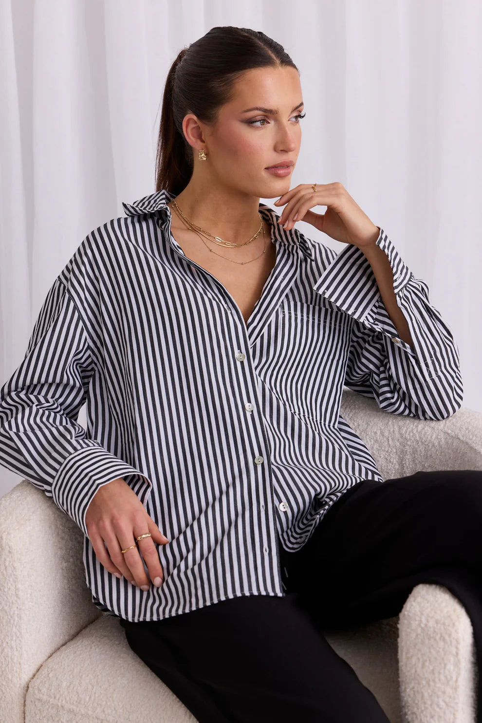 STORIES BE TOLD // You Got This Poplin Oversized Shirt BLACK