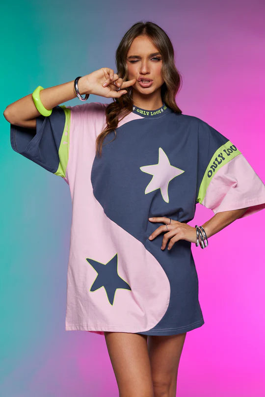 ONLY LOVERS LEFT // Yin Yang Tee Dress CHARCOAL LIME