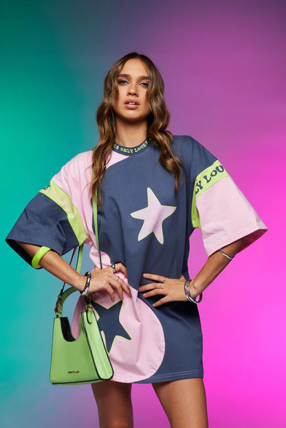 ONLY LOVERS LEFT // Yin Yang Tee Dress CHARCOAL LIME