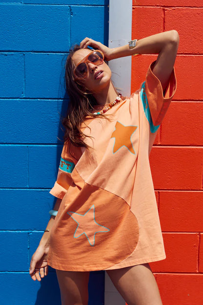 ONLY LOVERS LEFT // Yin Yang Tee Dress PEACH TURQUOISE