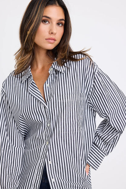 STORIES BE TOLD // You Got This Poplin Oversized Shirt BLACK