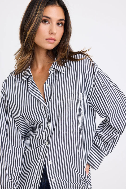 STORIES BE TOLD // You Got This Poplin Oversized Shirt BLACK