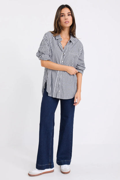 STORIES BE TOLD // You Got This Poplin Oversized Shirt BLACK