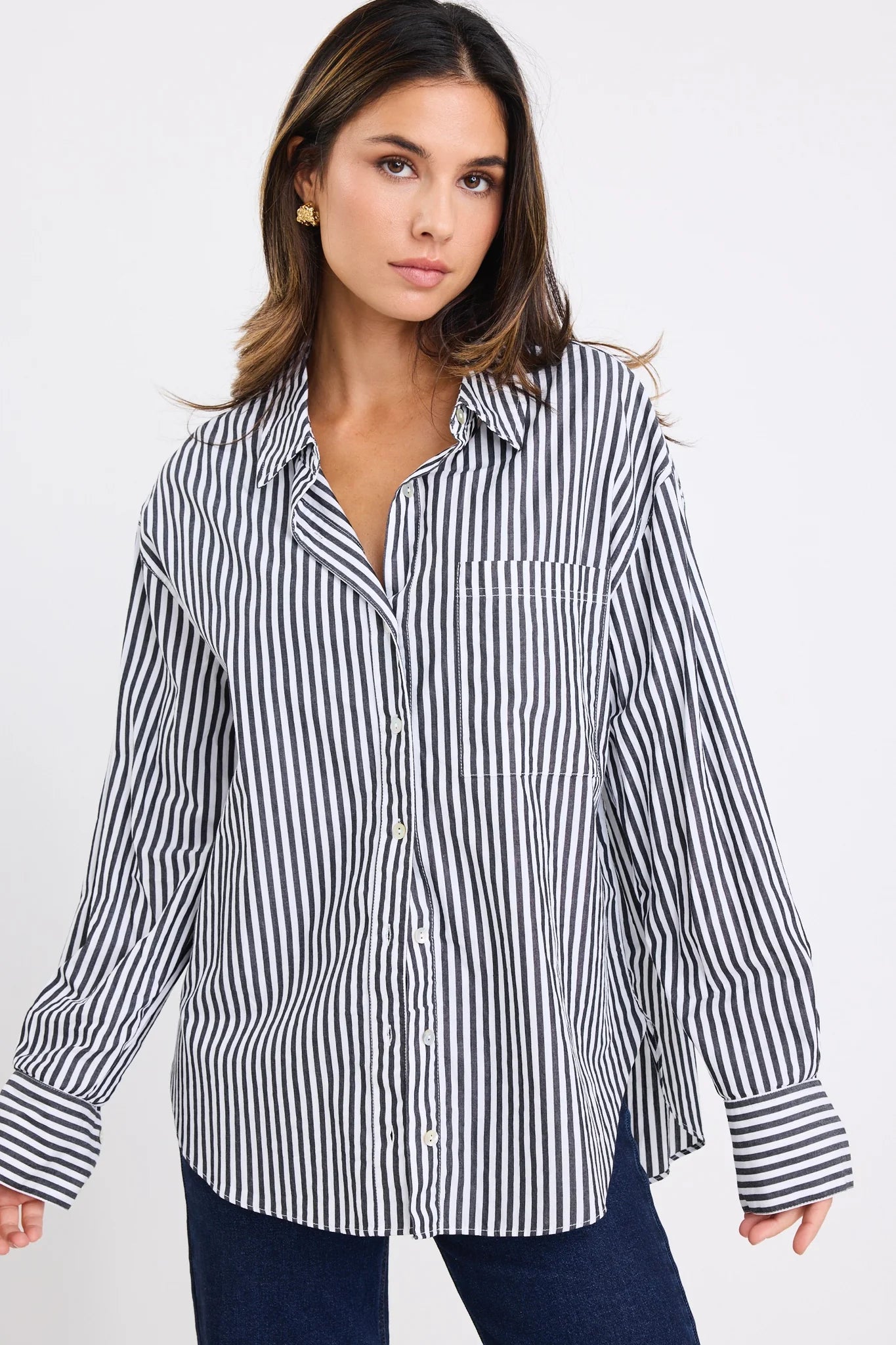STORIES BE TOLD // You Got This Poplin Oversized Shirt BLACK
