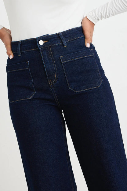 AMONG THE BRAVE // Zoey Indigo High Rise Wide Leg Pocket Jean INDIGO