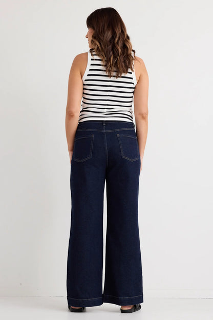 AMONG THE BRAVE // Zoey Indigo High Rise Wide Leg Pocket Jean INDIGO