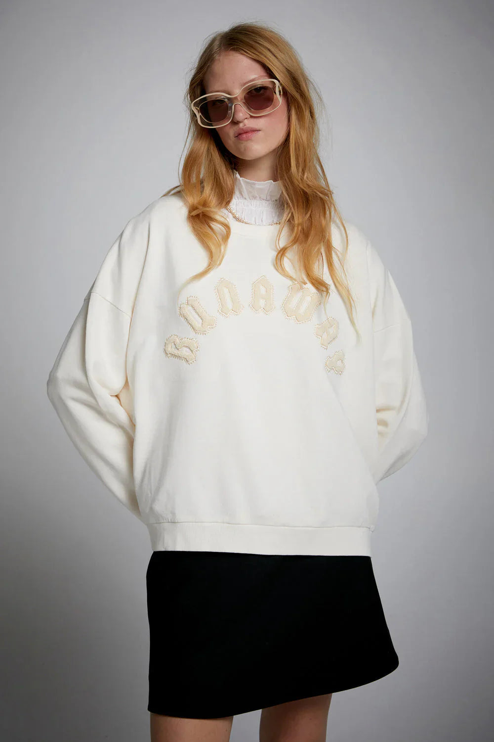 KAREN WALKER // Runaway Arch Organic Cotton Sweatshirt ECRU