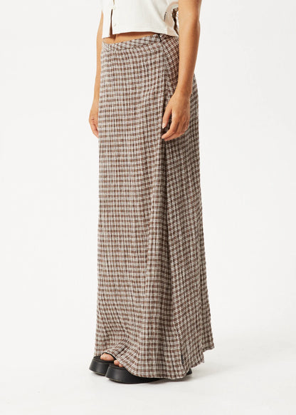AFENDS // Base Seersucker Skirt COFFEE CHECK