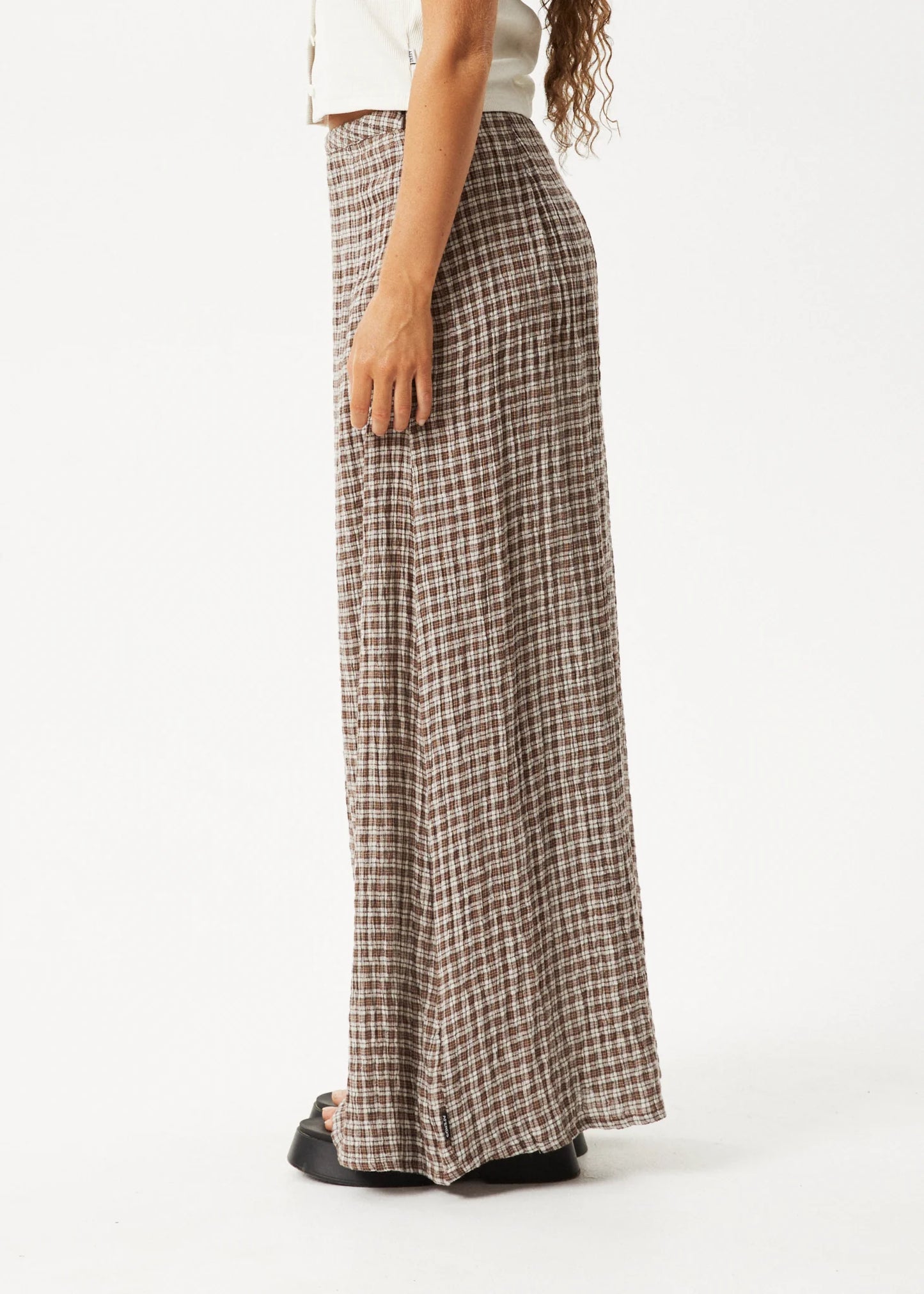 AFENDS // Base Seersucker Skirt COFFEE CHECK