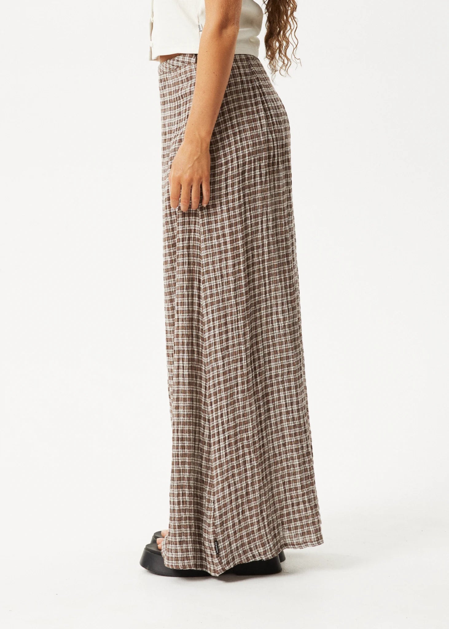 AFENDS // Base Seersucker Skirt COFFEE CHECK