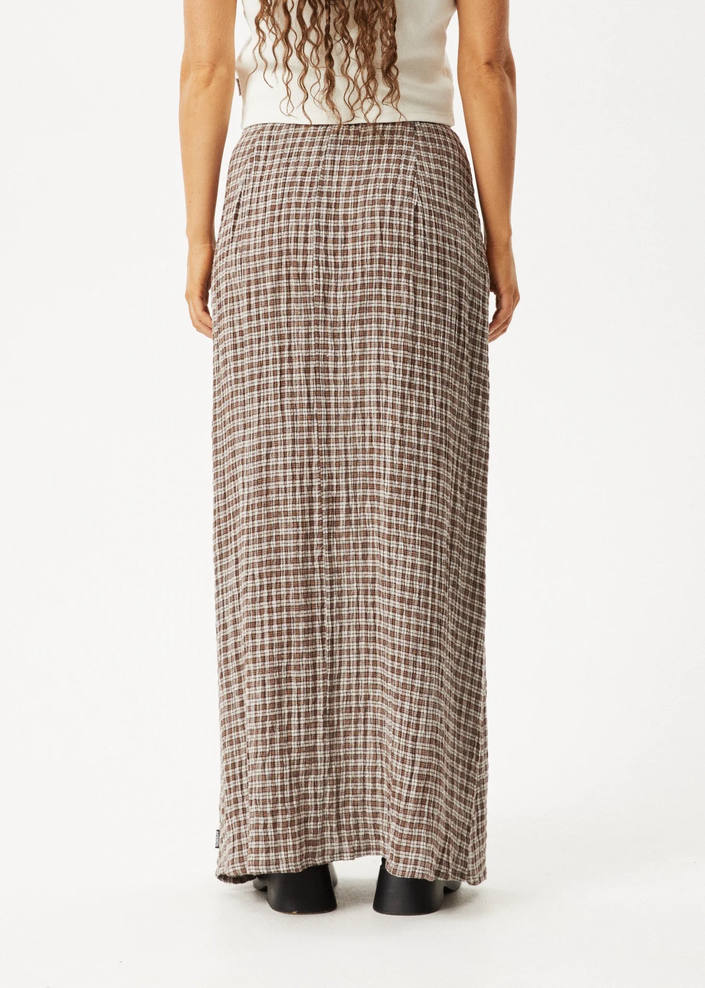 AFENDS // Base Seersucker Skirt COFFEE CHECK