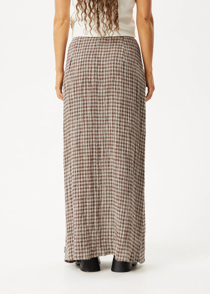 AFENDS // Base Seersucker Skirt COFFEE CHECK