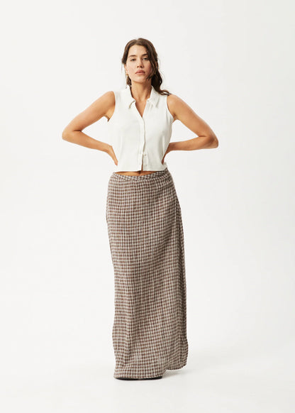AFENDS // Base Seersucker Skirt COFFEE CHECK