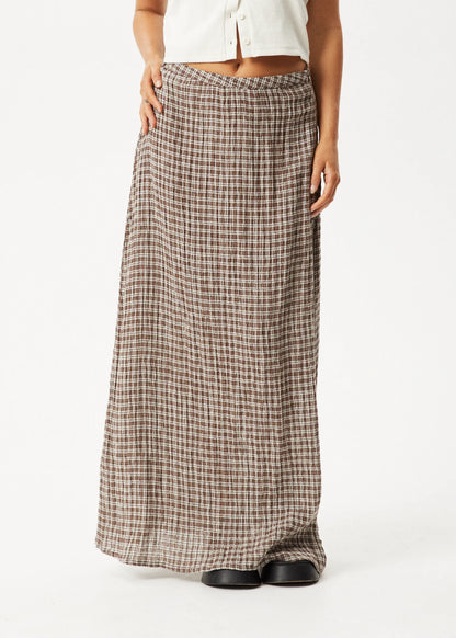 AFENDS // Base Seersucker Skirt COFFEE CHECK