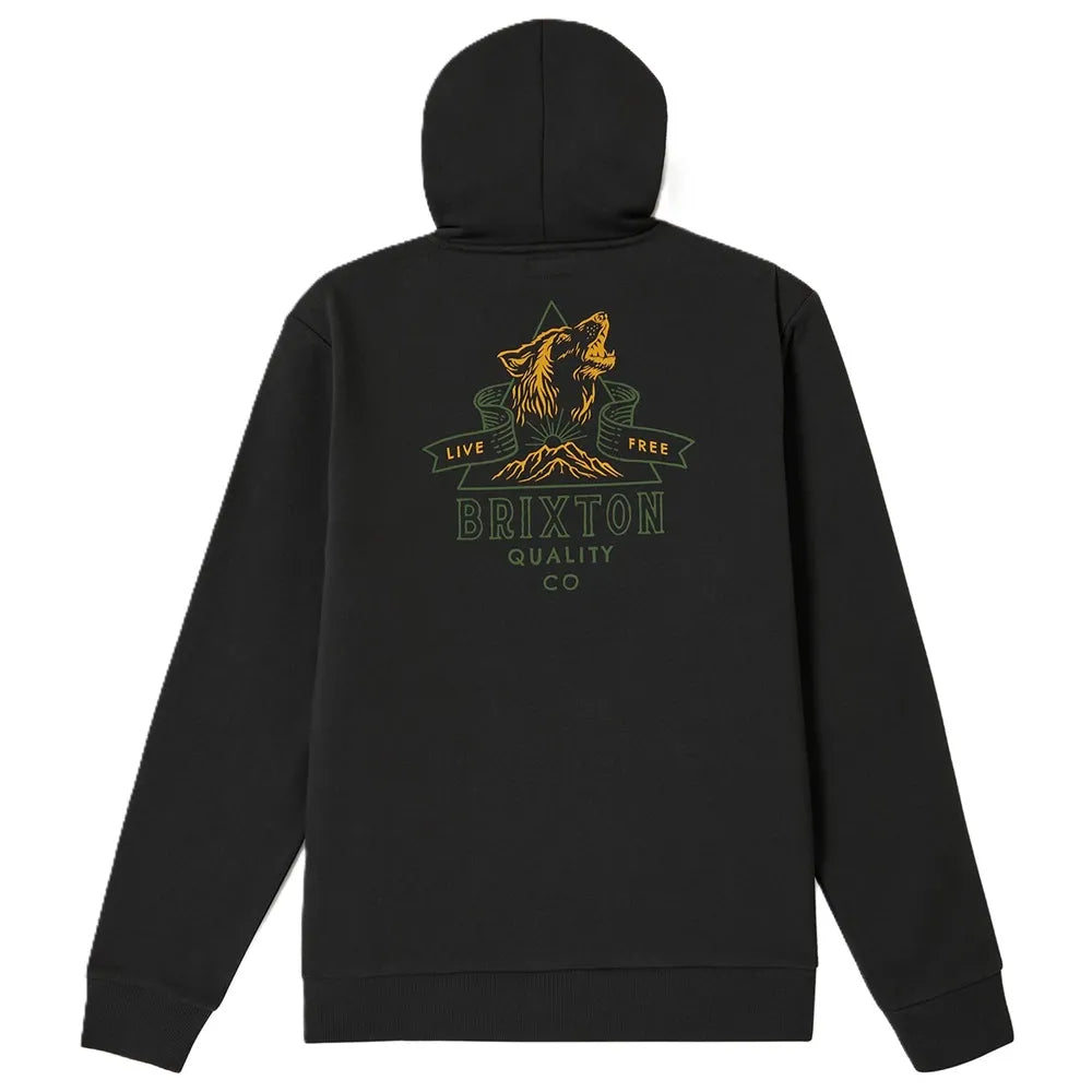 BRIXTON // Roaring Wolf Hoodie WASHED BLACK