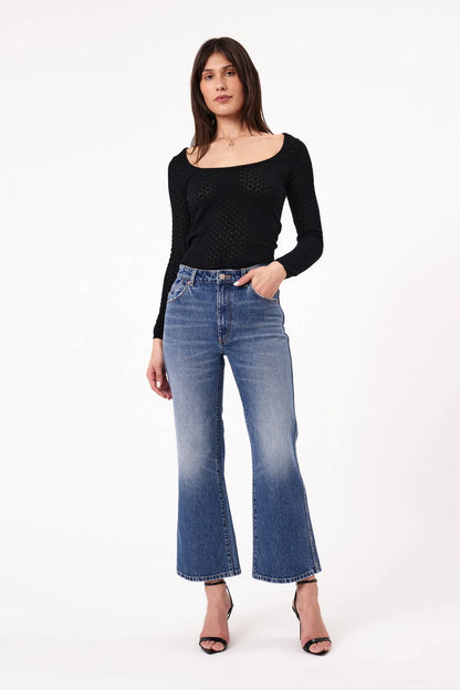 ROLLAS // Diamond Knit Top BLACK