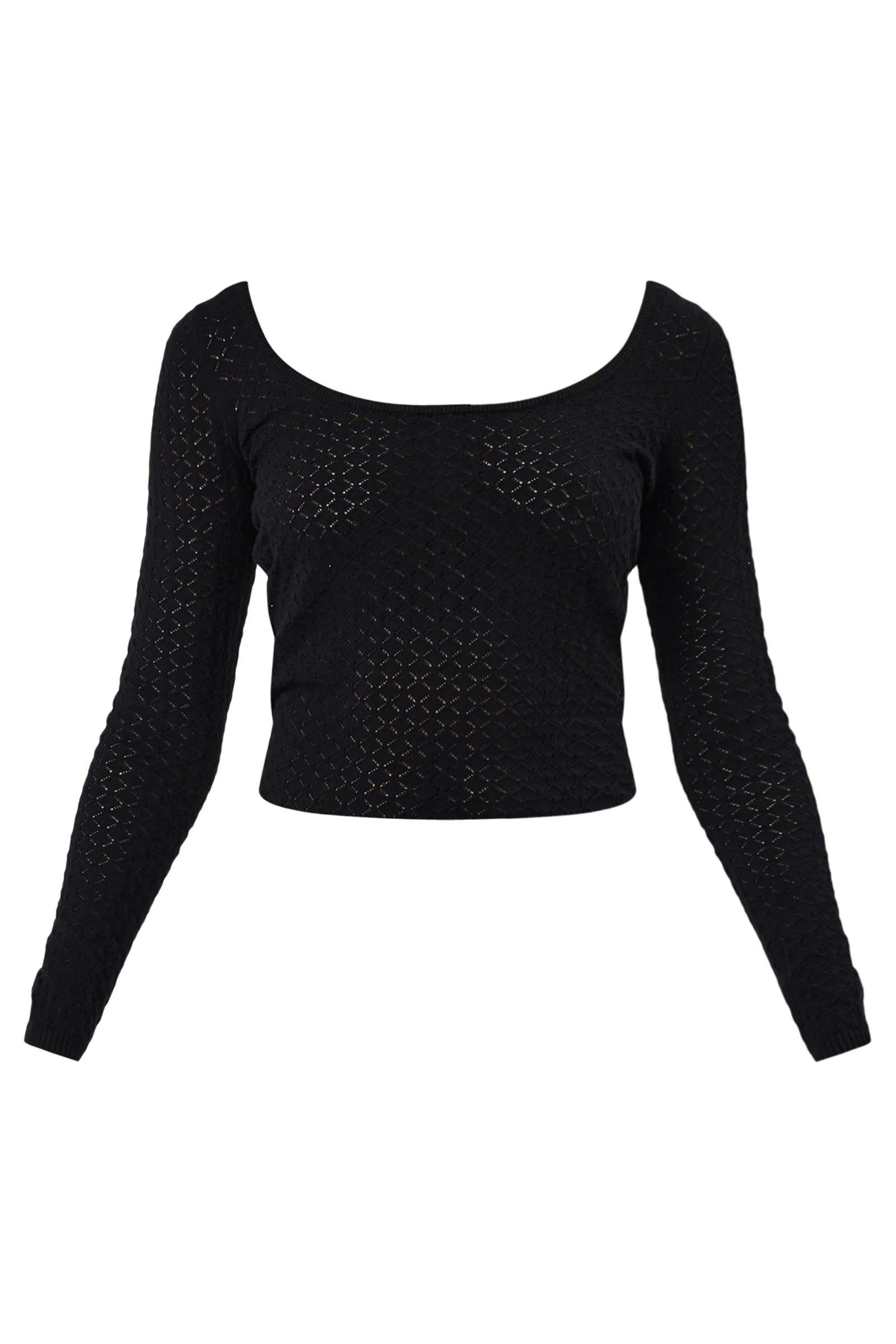 ROLLAS // Diamond Knit Top BLACK