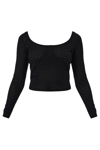 ROLLAS // Diamond Knit Top BLACK