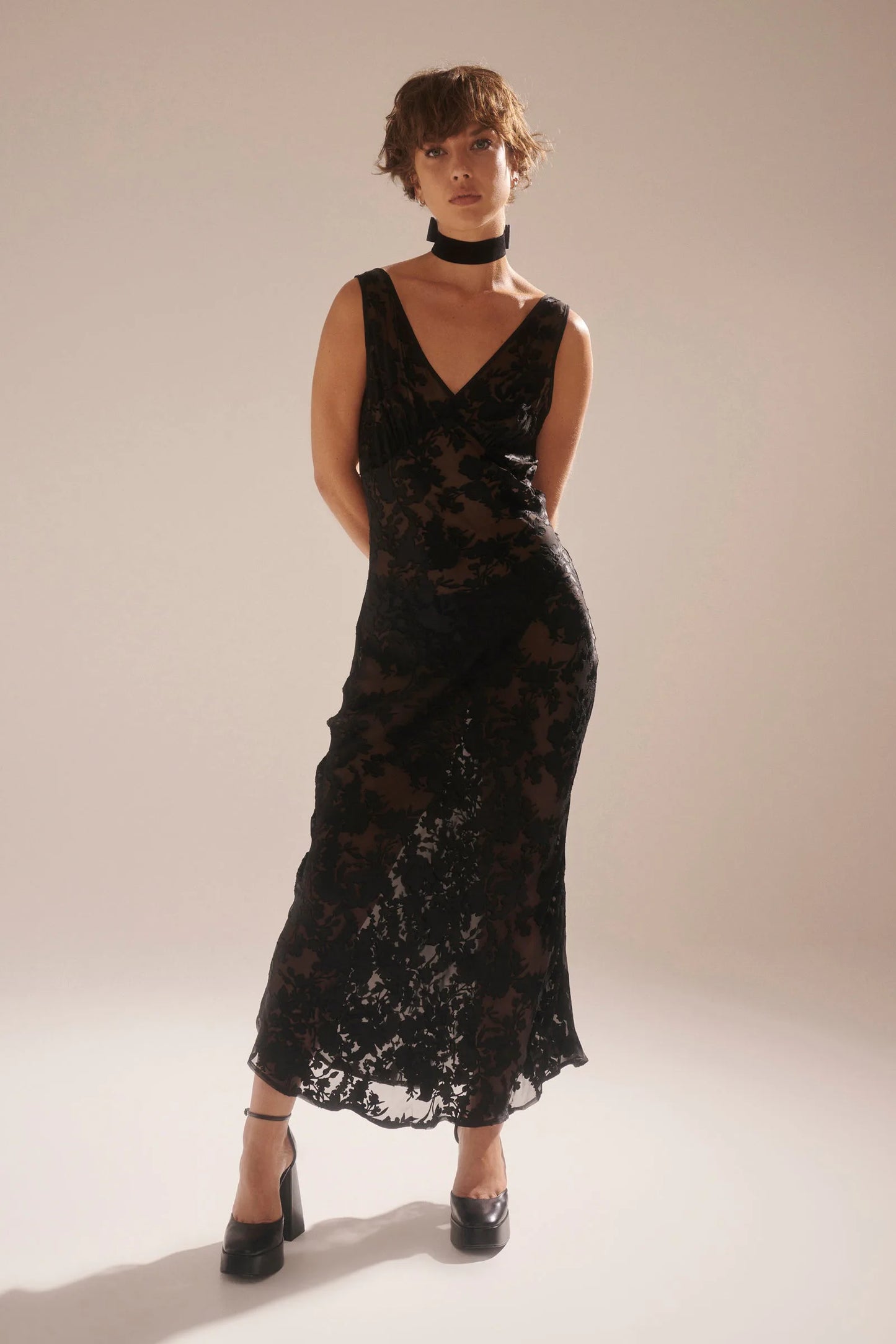 ROLLAS // Eliza Burnout Dress BLACK