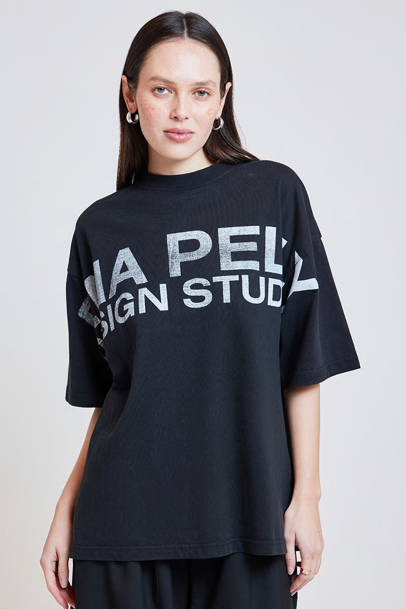 ENA PELLY // Supersized Logo Tee BLACK
