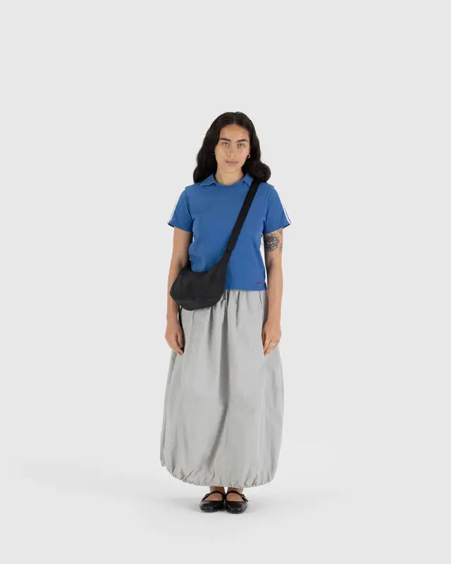BAGGU // SMALL Nylon Crescent Bag 51" BLACK
