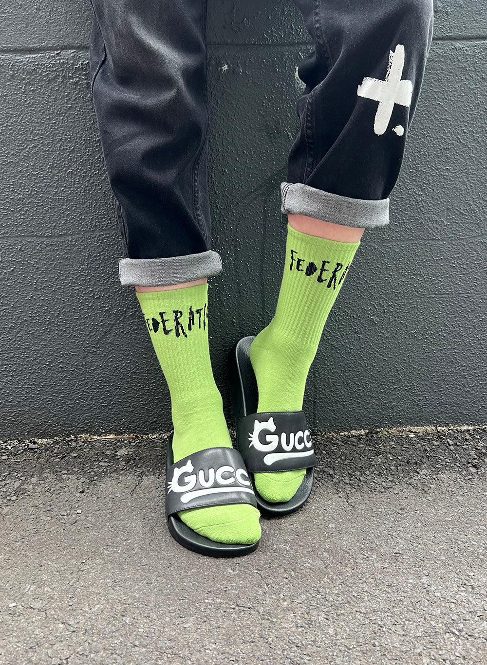 FEDERATION // Inked Socks WASABI/WHITE