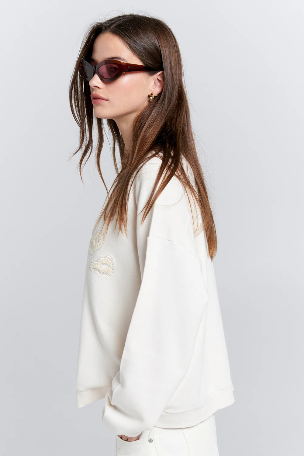 KAREN WALKER // Runaway Arch Organic Cotton Sweatshirt ECRU