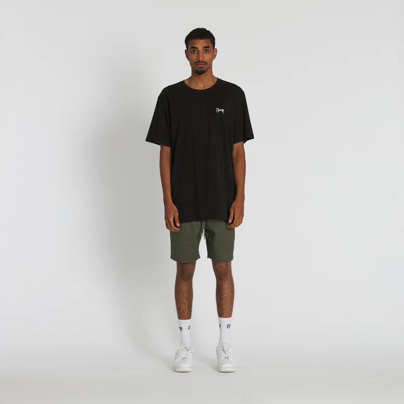 CRATE // Scripted Stamp Walk Shorts KHAKI